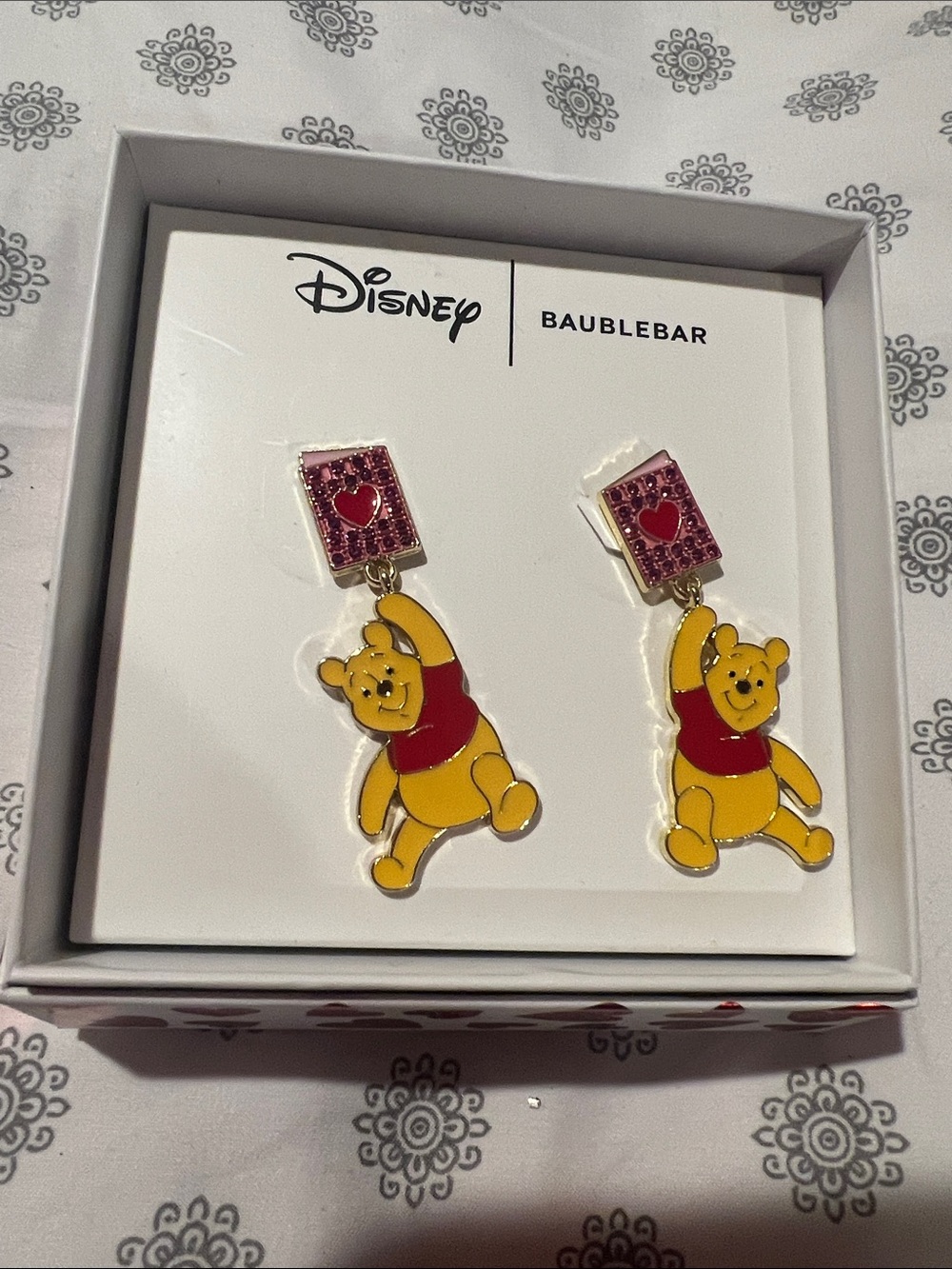 Disney Winnie the Pooh Enamel Drop Earrings in Yellow & Red